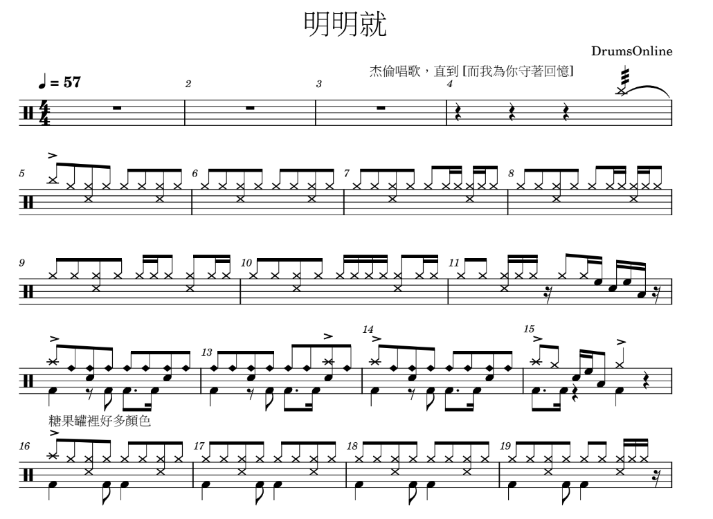 明明就 - 周杰倫 Jay Chou 鼓譜下載