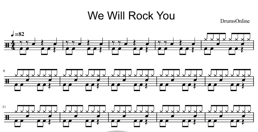 We Will Rock You - Queen - Drum Sheet 