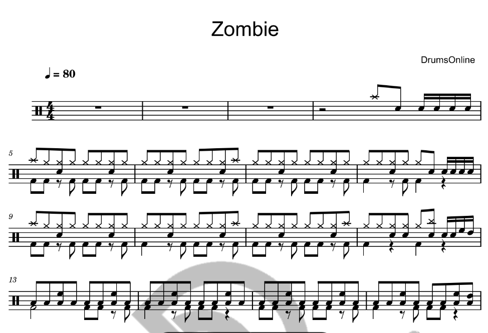 Zombie - The Cranberries - Drum Sheet 